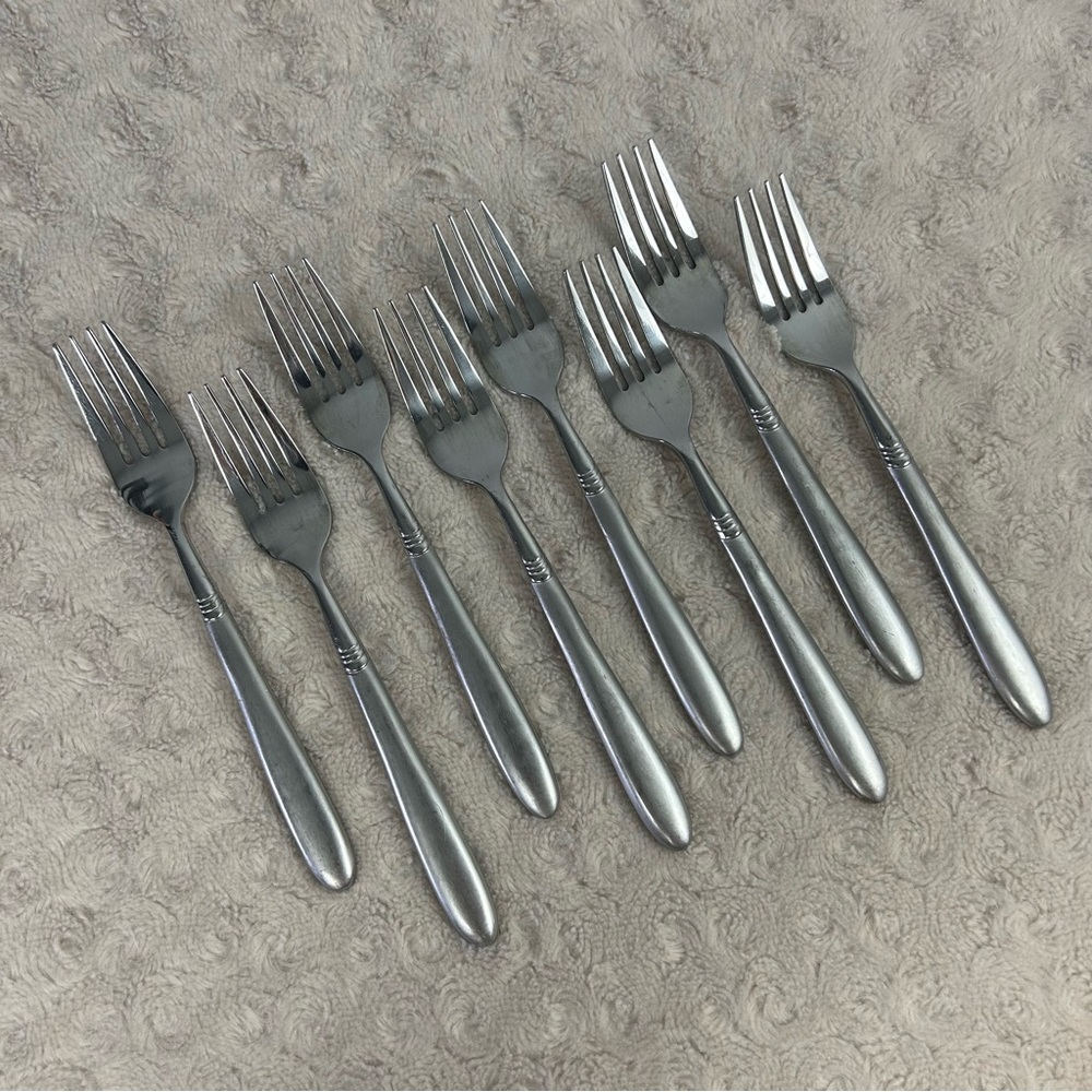 Hampton Silversmiths Amare Salad Forks Frosted Handle Lot Flatware Stainless